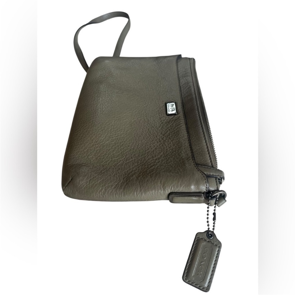 Coach Peyton East West Olive Green Pebble Leather Crossbody Bag - Picture 4 of 9